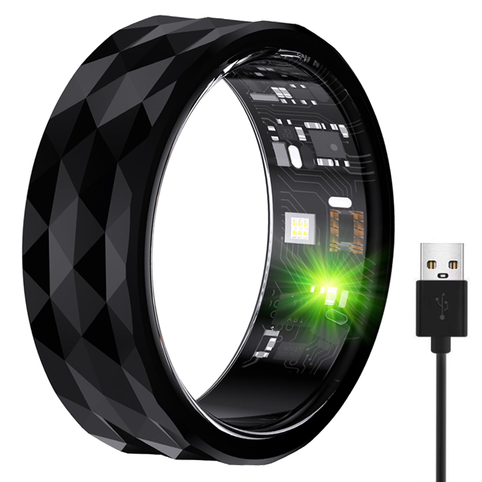 Smart Ring Activity & Fitness Tracker Ring for Women/Men No APP Subscription Fitness Tracking Smart Ring with Calories/Heart Rate/Blood Oxygen/Sleep Monitoring IP68 Waterproof (Black 10#)