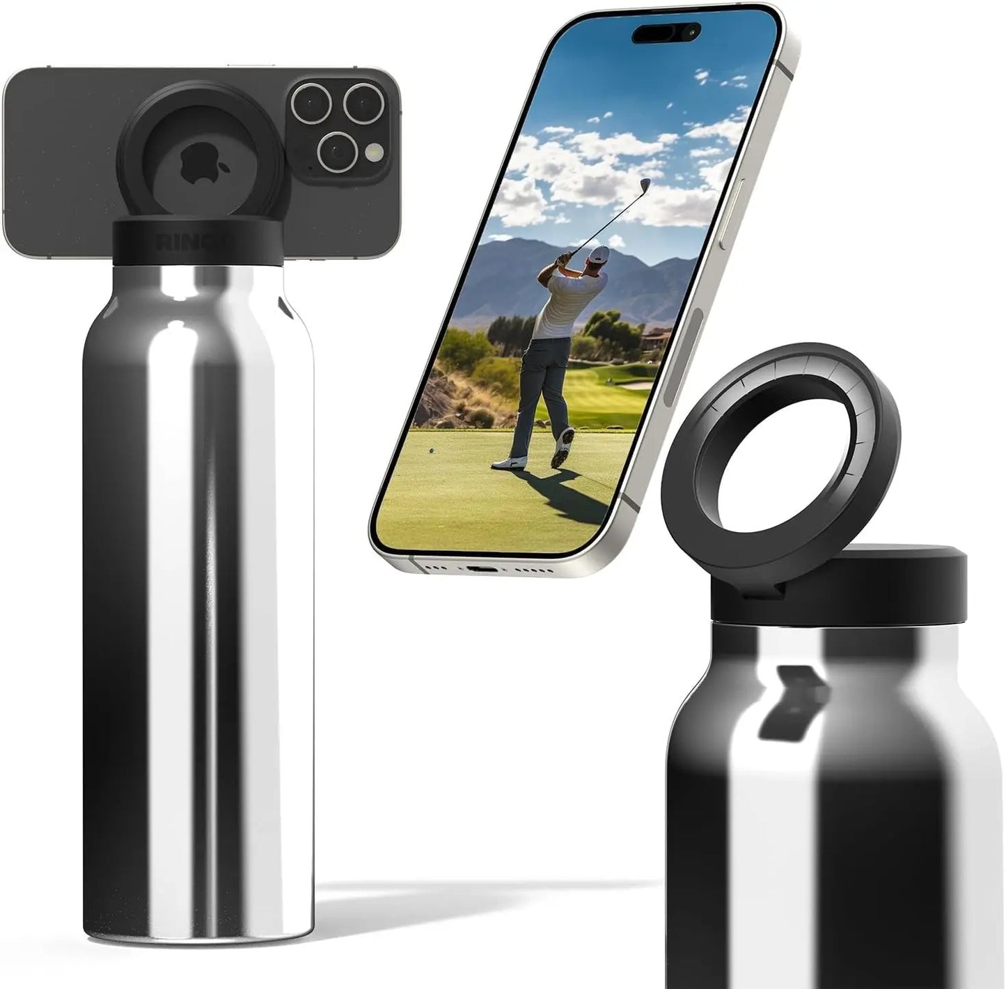Insulated Water Bottle with Magnetic Phone Mount