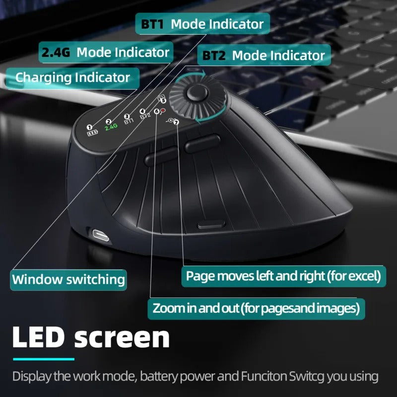 Vertical Ergonomic Mouse with Adjusting Knob