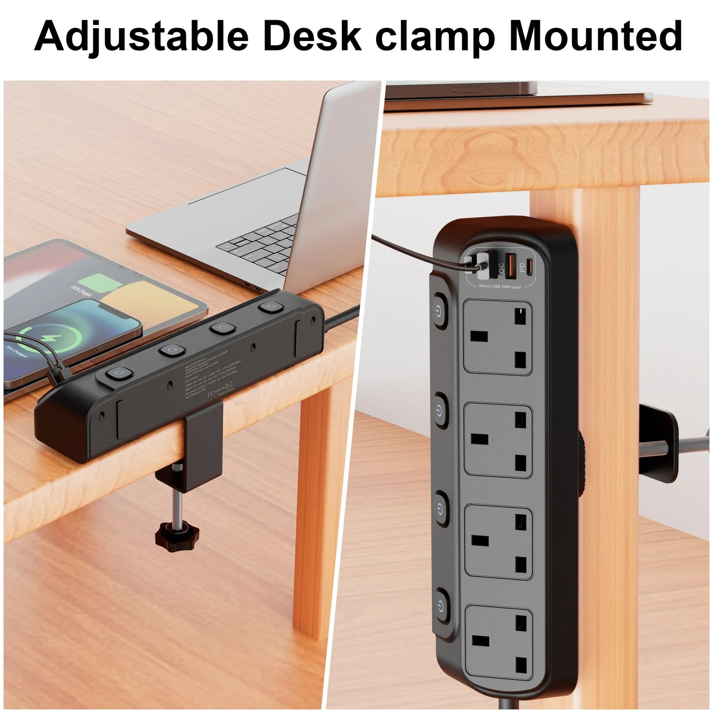 UK Desk Clamp Triangle Socket